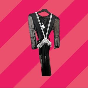 JESSICA BARA DALLAS LONG SLEEVE CUT OUT MAXI COVER UP NWT medium